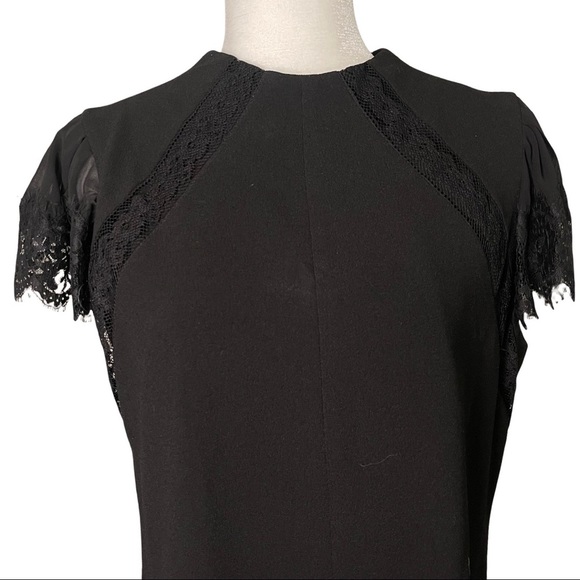 Nanette Lepore Size 10 Sheer Sleeved Fit and Flare Little Black Dress - Picture 4 of 14